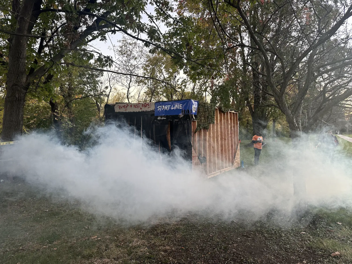 Evanston’s Zombie Scramble start box in Ladd Arboretum.